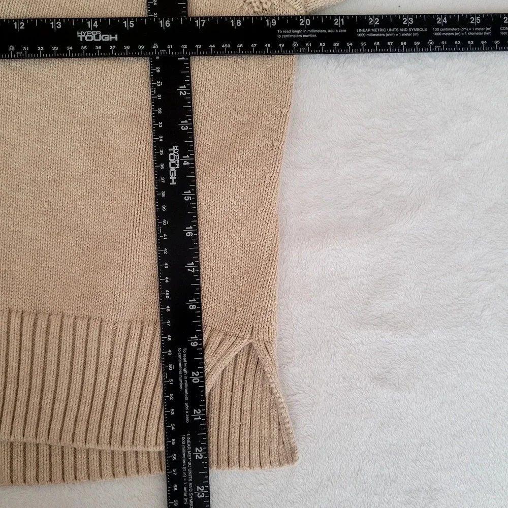 Abercrombie & Fitch Sz S Heathered Oatmeal Collared Notch Neck Knit Sweater - Picture 9 of 9